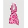 image:imageSOLY HUX Womens Halter Mini Dress Flowy Backless Deep V Neck Summer Casual Beach DressesPink Multi
