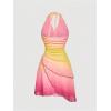 image:imageSOLY HUX Womens Halter Mini Dress Flowy Backless Deep V Neck Summer Casual Beach DressesPink Yellow