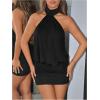 image:imageSOLY HUX Womens Halter Mini Dress Y2k Backless Bodycon Club Night Cocktail DressesPlain Black