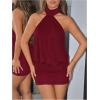 image:imageSOLY HUX Womens Halter Mini Dress Y2k Backless Bodycon Club Night Cocktail DressesPure Burgundy