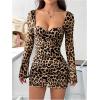 image:imageSOLY HUX Womens Leopard Print Long Sleeve Backless Bodycon Mini Dress Music Festival Outfits ClubwearBrown Cheetah