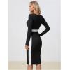 image:imageSOLY HUX Womens Midi Dress Color Block Square Neck Long Sleeve Bodycon DressesBlack and White Colorblock