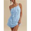 image:imageSOLY HUX Womens Mini Dress One Shoulder Ruffle Mesh Dresses Layered Backless Vacation Party SundressesLight Blue