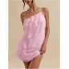 image:imageSOLY HUX Womens Mini Dress One Shoulder Ruffle Mesh Dresses Layered Backless Vacation Party SundressesLight Pink