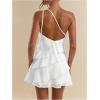 image:imageSOLY HUX Womens Mini Dress One Shoulder Ruffle Mesh Dresses Layered Backless Vacation Party SundressesPlain White
