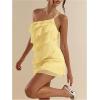 image:imageSOLY HUX Womens Mini Dress One Shoulder Ruffle Mesh Dresses Layered Backless Vacation Party SundressesPlain Yellow