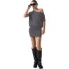 image:imageSOLY HUX Womens Off The Shoulder Mini Dress Going Out Asymmetrical Neck Short Sleeve Casual Bodycon T Shirt DressesPlain Grey