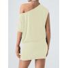 image:imageSOLY HUX Womens Off The Shoulder Mini Dress Going Out Asymmetrical Neck Short Sleeve Casual Bodycon T Shirt DressesPure Apricot