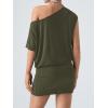 image:imageSOLY HUX Womens Off The Shoulder Mini Dress Going Out Asymmetrical Neck Short Sleeve Casual Bodycon T Shirt DressesPure Army Green