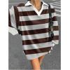 image:imageSOLY HUX Womens Oversized Tees Striped Letter Print Y2k Jersey T Shirt Collar V Neck Long Sleeve Loose TopsMulti Striped