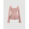 image:imageSOLY HUX Womens Peplum Tops Long Sleeve Babydoll Shirts Y2k Cute Tie Front Sweetheart Neckline TopDusty Pink