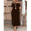 image:imageSOLY HUX Womens Plus Size Cold Shoulder Short Sleeve Split Hem T Shirt Dress Summer Long Maxi DressesPlain Brown