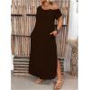 image:imageSOLY HUX Womens Plus Size Cold Shoulder Short Sleeve Split Hem T Shirt Dress Summer Long Maxi DressesPlain Brown