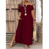 image:imageSOLY HUX Womens Plus Size Cold Shoulder Short Sleeve Split Hem T Shirt Dress Summer Long Maxi DressesPlain Burgundy