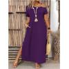 image:imageSOLY HUX Womens Plus Size Cold Shoulder Short Sleeve Split Hem T Shirt Dress Summer Long Maxi DressesPlain Purple