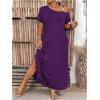 image:imageSOLY HUX Womens Plus Size Cold Shoulder Short Sleeve Split Hem T Shirt Dress Summer Long Maxi DressesPlain Purple