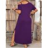 image:imageSOLY HUX Womens Plus Size Cold Shoulder Short Sleeve Split Hem T Shirt Dress Summer Long Maxi DressesPlain Purple