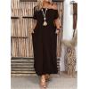 image:imageSOLY HUX Womens Plus Size Cold Shoulder Short Sleeve Split Hem T Shirt Dress Summer Long Maxi DressesPure Coffee Brown