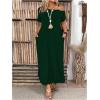 image:imageSOLY HUX Womens Plus Size Cold Shoulder Short Sleeve Split Hem T Shirt Dress Summer Long Maxi DressesPure Dark Green