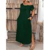 image:imageSOLY HUX Womens Plus Size Cold Shoulder Short Sleeve Split Hem T Shirt Dress Summer Long Maxi DressesPure Dark Green