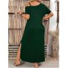 image:imageSOLY HUX Womens Plus Size Cold Shoulder Short Sleeve Split Hem T Shirt Dress Summer Long Maxi DressesPure Dark Green