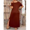 image:imageSOLY HUX Womens Plus Size Cold Shoulder Short Sleeve Split Hem T Shirt Dress Summer Long Maxi DressesPure Ginger
