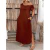 image:imageSOLY HUX Womens Plus Size Cold Shoulder Short Sleeve Split Hem T Shirt Dress Summer Long Maxi DressesPure Ginger