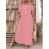 image:imageSOLY HUX Womens Plus Size Cold Shoulder Short Sleeve Split Hem T Shirt Dress Summer Long Maxi DressesPure Pink