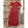 image:imageSOLY HUX Womens Plus Size Cold Shoulder Short Sleeve Split Hem T Shirt Dress Summer Long Maxi DressesPure Red