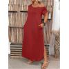 image:imageSOLY HUX Womens Plus Size Cold Shoulder Short Sleeve Split Hem T Shirt Dress Summer Long Maxi DressesPure Red