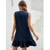 image:imageSOLY HUX Womens Ruffle Hem Sleeveless Tank Dress Round Neck Casual Jacquard Hem Smock Summer Mini DressesDeep Blue
