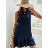 image:imageSOLY HUX Womens Ruffle Hem Sleeveless Tank Dress Round Neck Casual Jacquard Hem Smock Summer Mini DressesDeep Blue