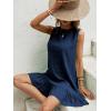 image:imageSOLY HUX Womens Ruffle Hem Sleeveless Tank Dress Round Neck Casual Jacquard Hem Smock Summer Mini DressesDeep Blue
