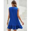 image:imageSOLY HUX Womens Ruffle Hem Sleeveless Tank Dress Round Neck Casual Jacquard Hem Smock Summer Mini DressesPlain Blue