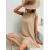 image:imageSOLY HUX Womens Ruffle Hem Sleeveless Tank Dress Round Neck Casual Jacquard Hem Smock Summer Mini DressesPlain Camel