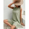 image:imageSOLY HUX Womens Ruffle Hem Sleeveless Tank Dress Round Neck Casual Jacquard Hem Smock Summer Mini DressesPlain Green