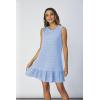 image:imageSOLY HUX Womens Ruffle Hem Sleeveless Tank Dress Round Neck Casual Jacquard Hem Smock Summer Mini DressesPure Blue