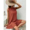 image:imageSOLY HUX Womens Ruffle Hem Sleeveless Tank Dress Round Neck Casual Jacquard Hem Smock Summer Mini DressesRust Brown