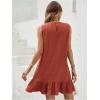 image:imageSOLY HUX Womens Ruffle Hem Sleeveless Tank Dress Round Neck Casual Jacquard Hem Smock Summer Mini DressesRust Brown
