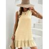 image:imageSOLY HUX Womens Ruffle Hem Sleeveless Tank Dress Round Neck Casual Jacquard Hem Smock Summer Mini DressesSolid Beige
