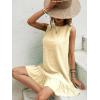 image:imageSOLY HUX Womens Ruffle Hem Sleeveless Tank Dress Round Neck Casual Jacquard Hem Smock Summer Mini DressesSolid Beige