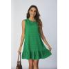 image:imageSOLY HUX Womens Ruffle Hem Sleeveless Tank Dress Round Neck Casual Jacquard Hem Smock Summer Mini DressesSolid Green