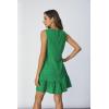 image:imageSOLY HUX Womens Ruffle Hem Sleeveless Tank Dress Round Neck Casual Jacquard Hem Smock Summer Mini DressesSolid Green