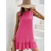 image:imageSOLY HUX Womens Ruffle Hem Sleeveless Tank Dress Round Neck Casual Jacquard Hem Smock Summer Mini DressesSolid Hot Pink