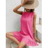 image:imageSOLY HUX Womens Ruffle Hem Sleeveless Tank Dress Round Neck Casual Jacquard Hem Smock Summer Mini DressesSolid Hot Pink