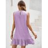 image:imageSOLY HUX Womens Ruffle Hem Sleeveless Tank Dress Round Neck Casual Jacquard Hem Smock Summer Mini DressesSolid Lilac Purple