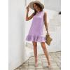 image:imageSOLY HUX Womens Ruffle Hem Sleeveless Tank Dress Round Neck Casual Jacquard Hem Smock Summer Mini DressesSolid Lilac Purple
