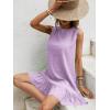 image:imageSOLY HUX Womens Ruffle Hem Sleeveless Tank Dress Round Neck Casual Jacquard Hem Smock Summer Mini DressesSolid Lilac Purple
