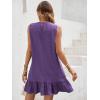 image:imageSOLY HUX Womens Ruffle Hem Sleeveless Tank Dress Round Neck Casual Jacquard Hem Smock Summer Mini DressesSolid Purple