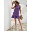 image:imageSOLY HUX Womens Ruffle Hem Sleeveless Tank Dress Round Neck Casual Jacquard Hem Smock Summer Mini DressesSolid Purple